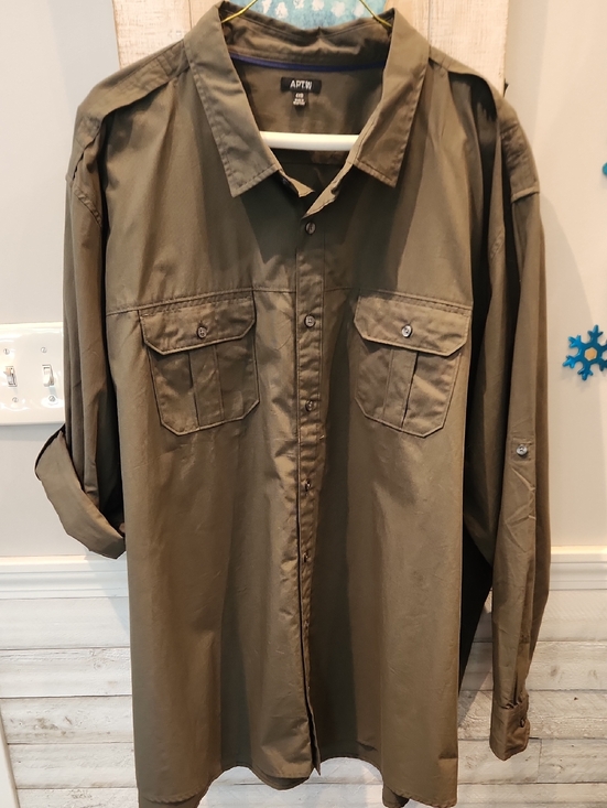 Apt. 9 Other - NWT APT. 9 Big & Tall Olive Green Men's Button-down Shirt Sz 4XB
